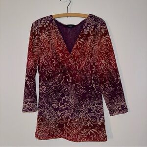 Paisley V-Neck Top 90s Y2K